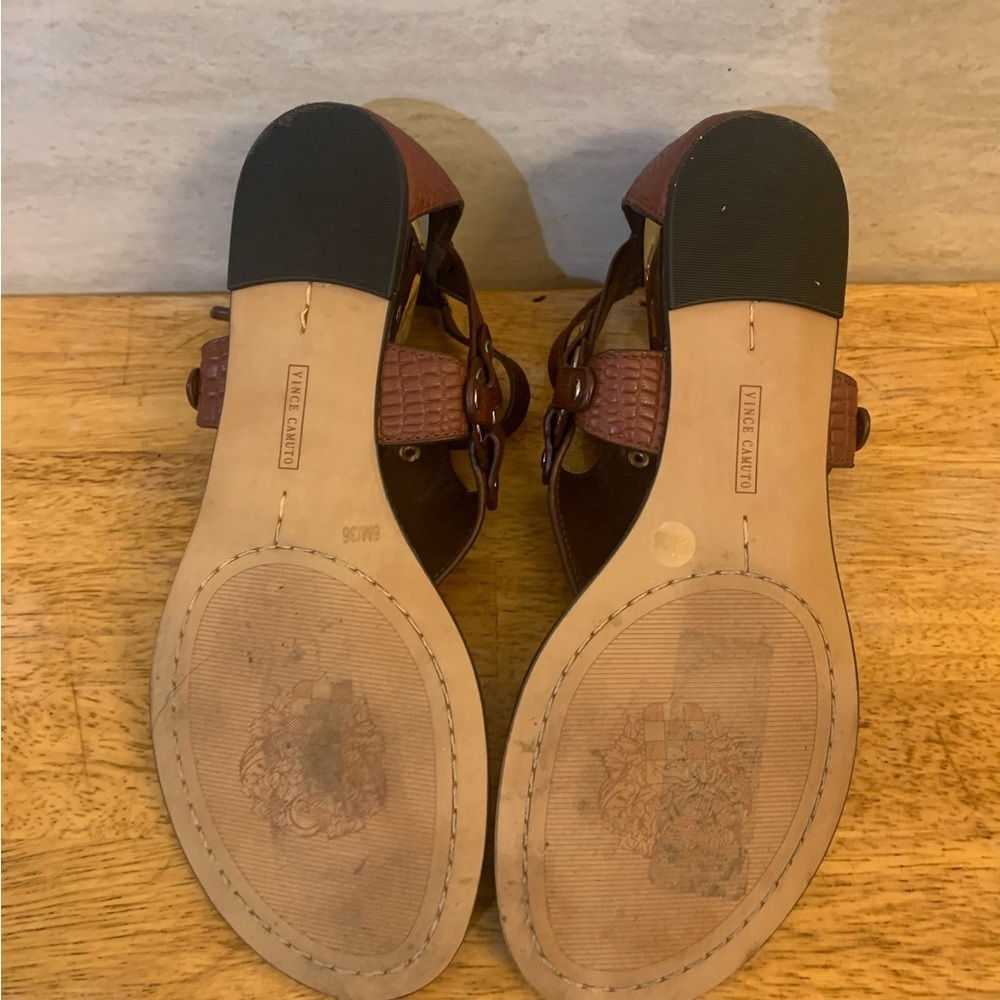 Vince Camuto Chic Brown Flat Sandals - Picture 6 of 9
